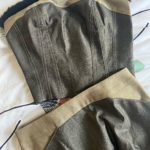 Pencil skirt with bustier Bgm from Paris gold/bk fur trim on top size xs 36
